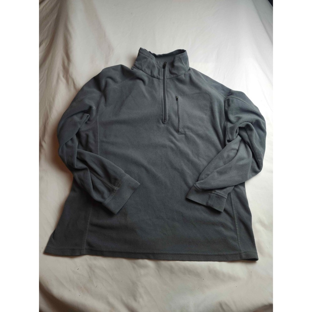 LL‎ Bean Mens Quarter Zip Fleece Pullover Gray Mock Neck Jacket L Reg